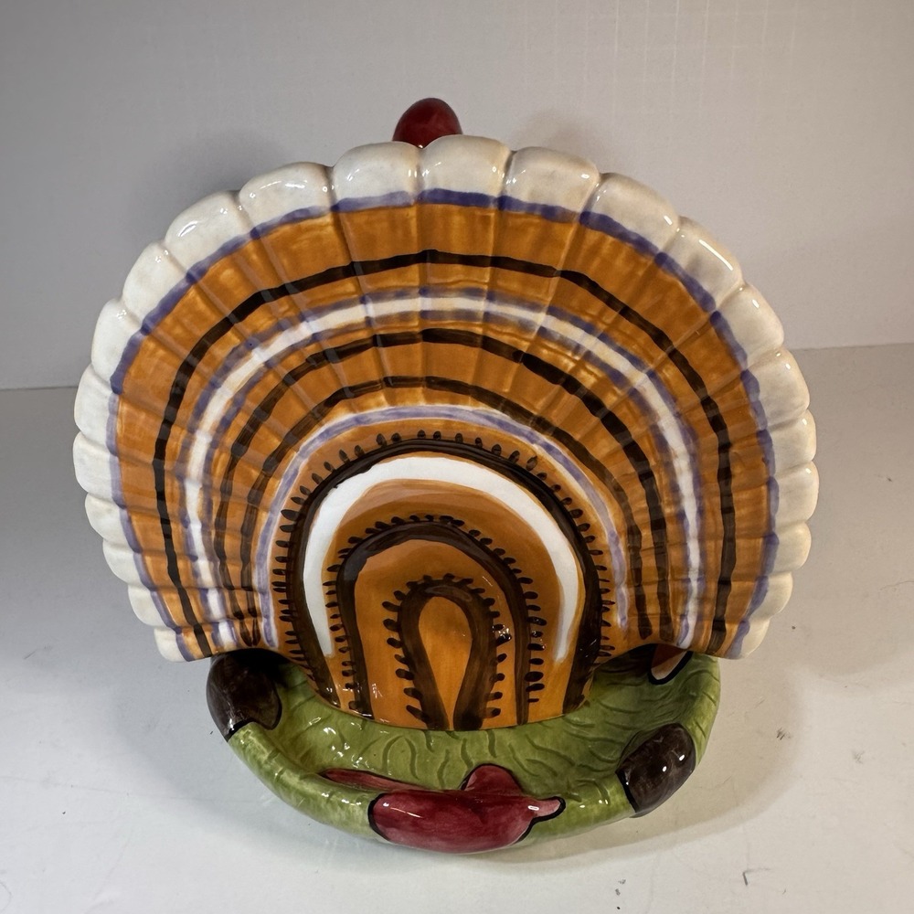 VTG Department 56 Turkey Butter Dish Thanksgiving Harvest Leaves Autumn Mint - Picture 6 of 8